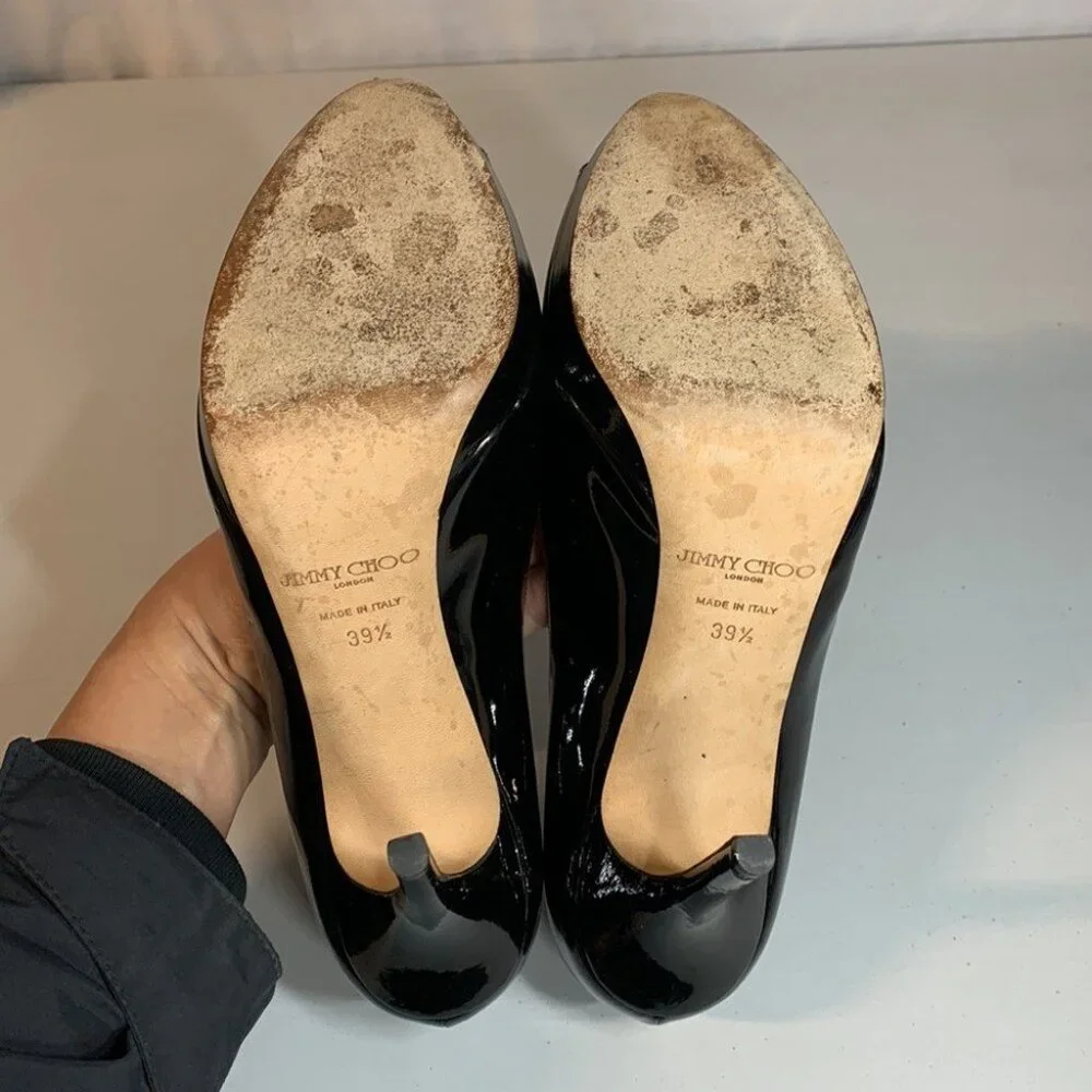 Jimmy Choo Pumps Black Patent Leather Pointed Toe Heels - Picture 9 of 14